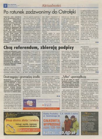 Artykuł o spotkaniu nt. referendum emerytalnego w Wyszkowie opublikowany w Nowym Wyszkowiaku nr 7/2012